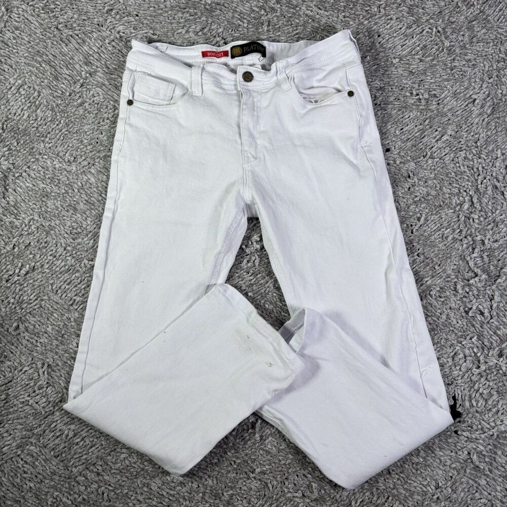 Platini Boot Cut Jeans Mens 32x30 White Denim Preppy Designer Stretch Flex Party